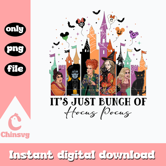 Bunch of hocus pocus disney castle png, hocus png, Halloween png