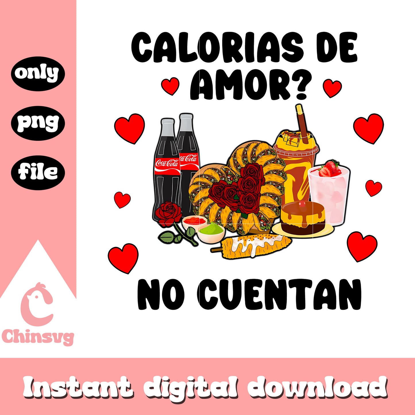 Calorias de amor no cuentan png, valentines day food png