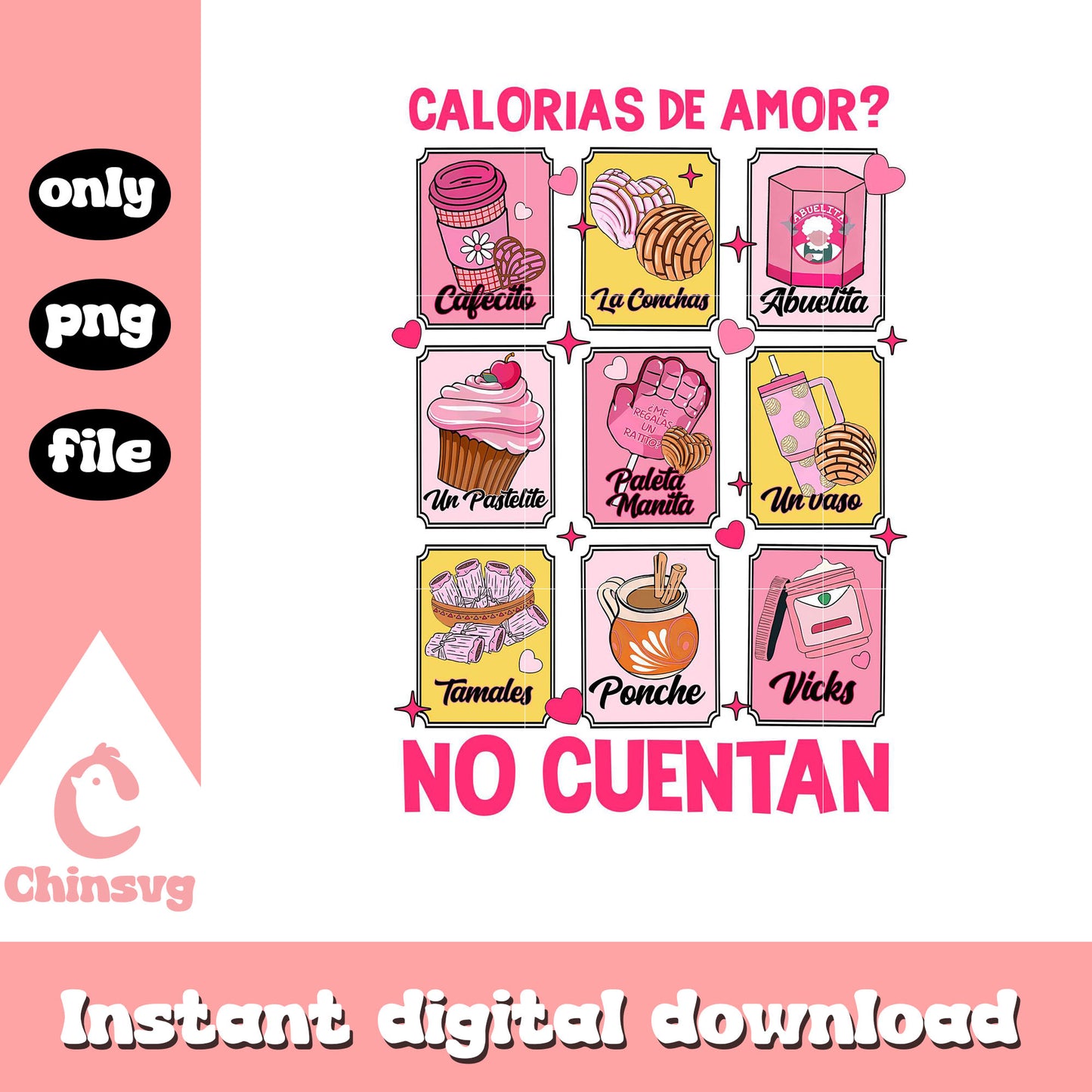 Calories de amor no cuentan valentine png, valentine food png