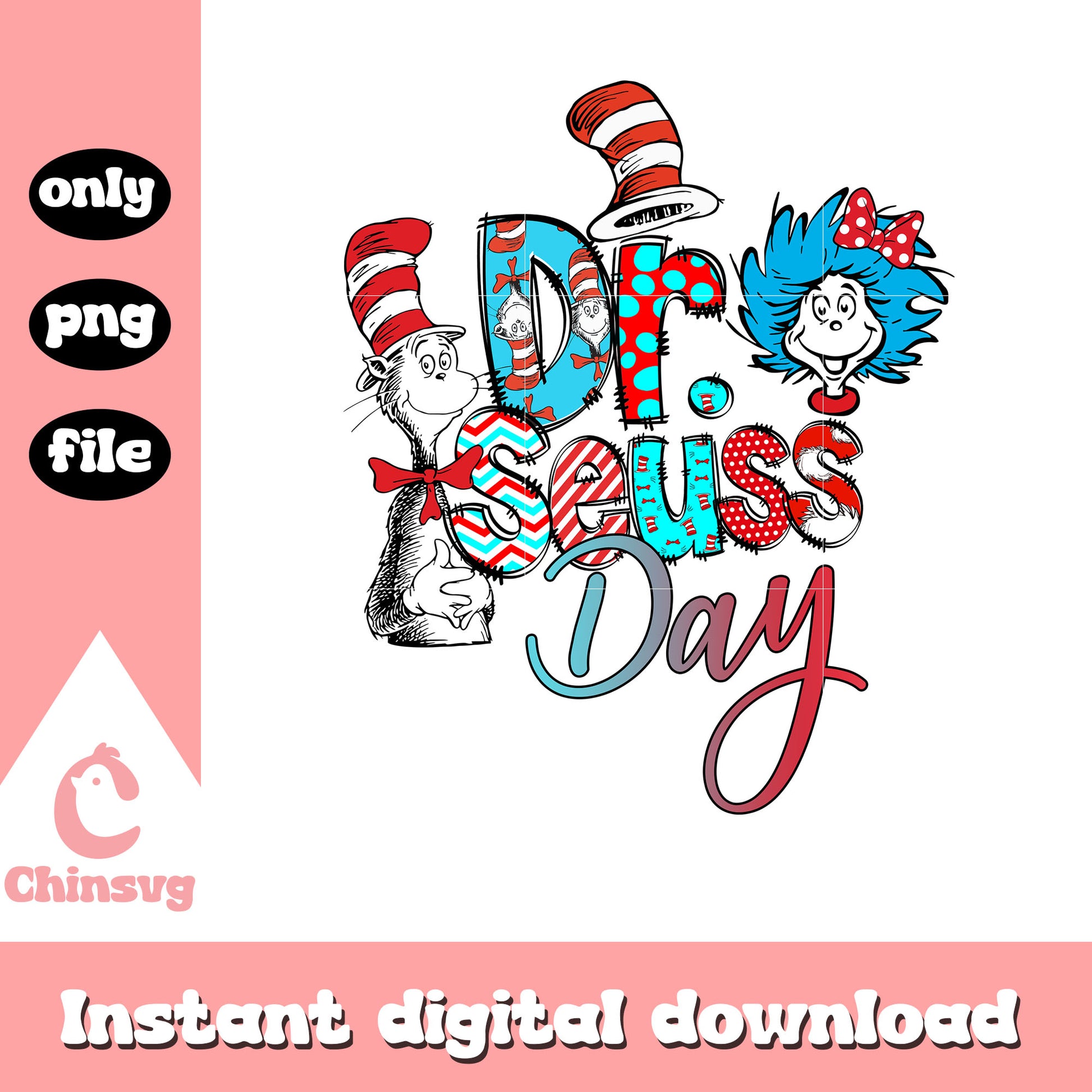 Cat and miss thing png, Dr seuss day png, cartoon characters png