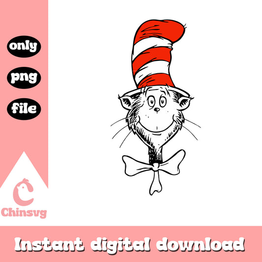 Cat in the hat face png, cat character png, dr seuss png