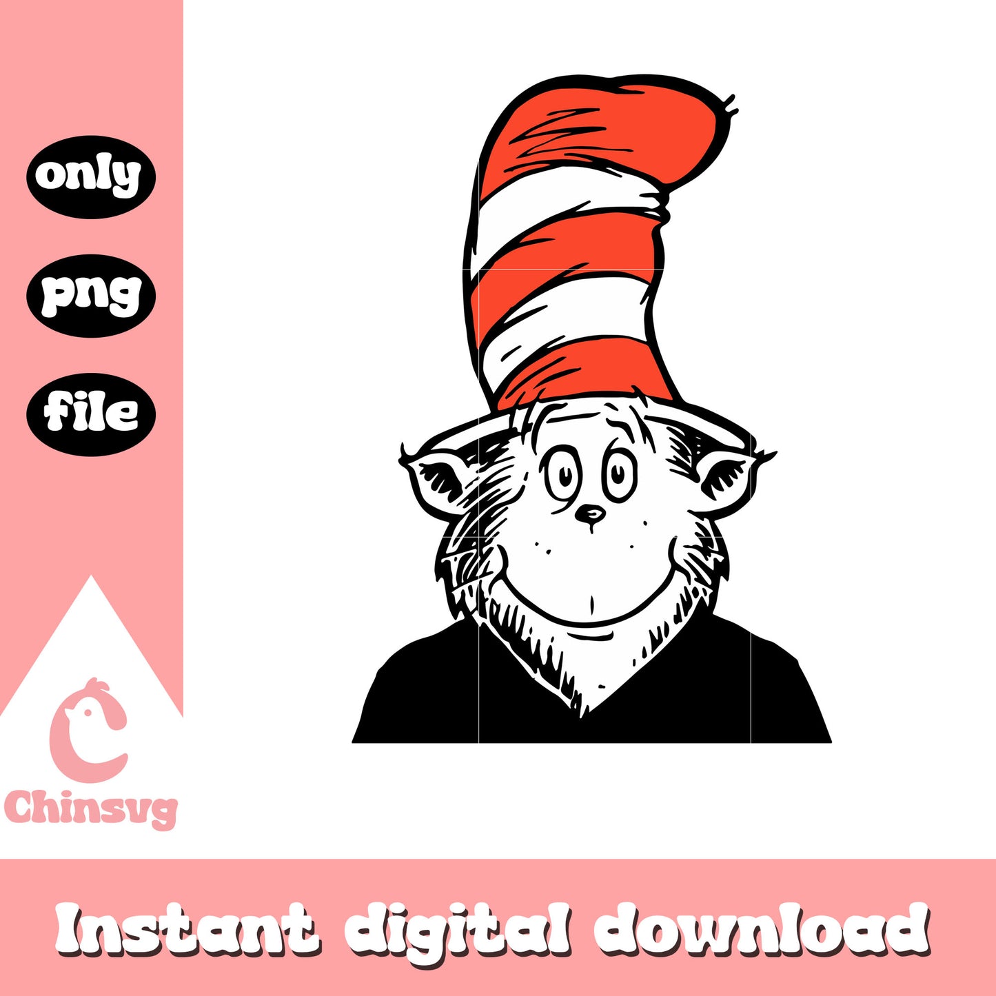 Cat in the hat face png, cat in the hat png, dr seuss cast png