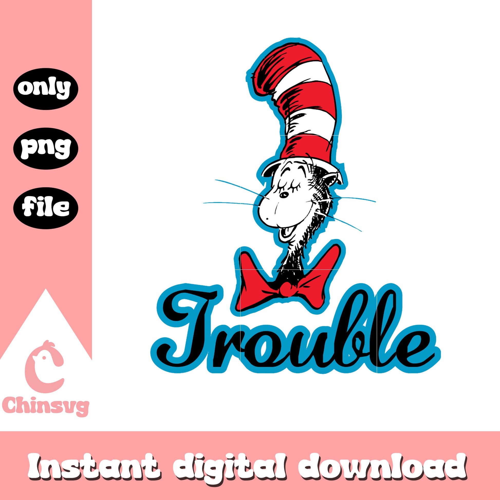 Cat in the hat face trouble png, the cat png, dr seuss png