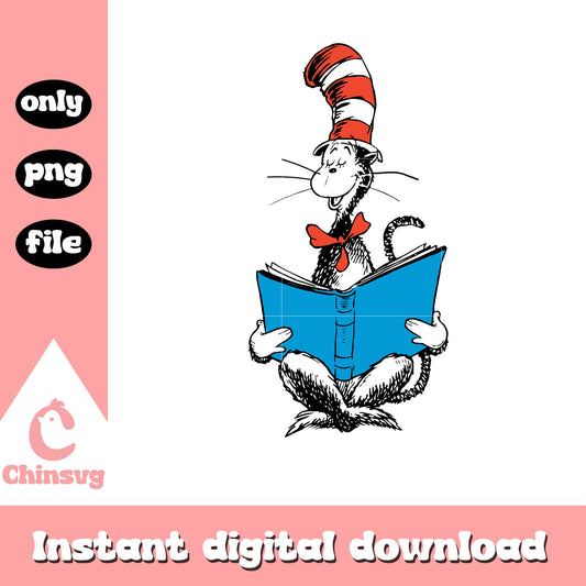 Cat in the hat reading book png, the cat png, reading book png