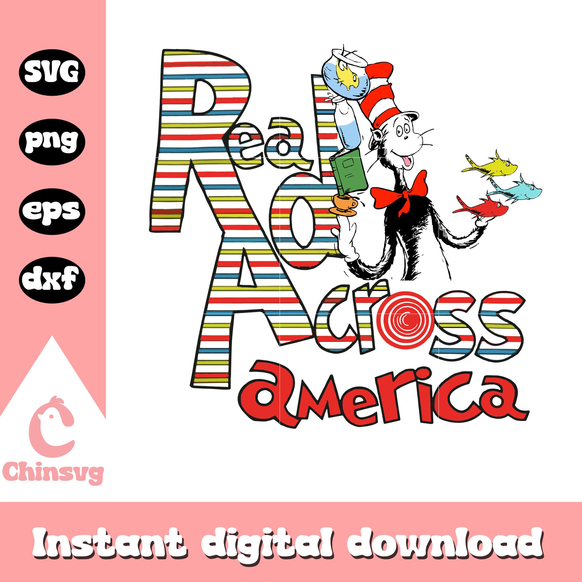 Cat read across america svg, cat in the hat svg, read svg