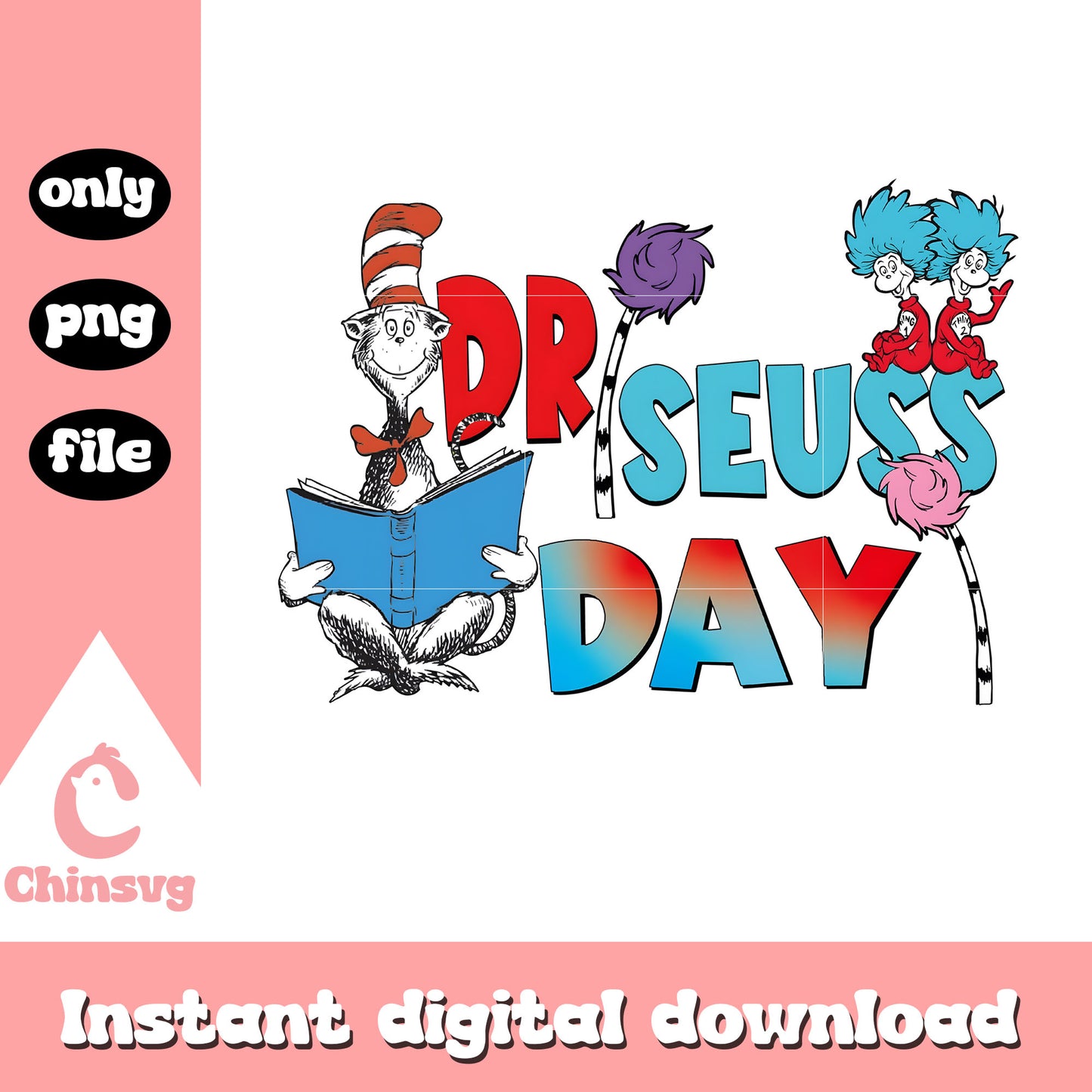 Cat reading book dr seuss font design png, reading book png