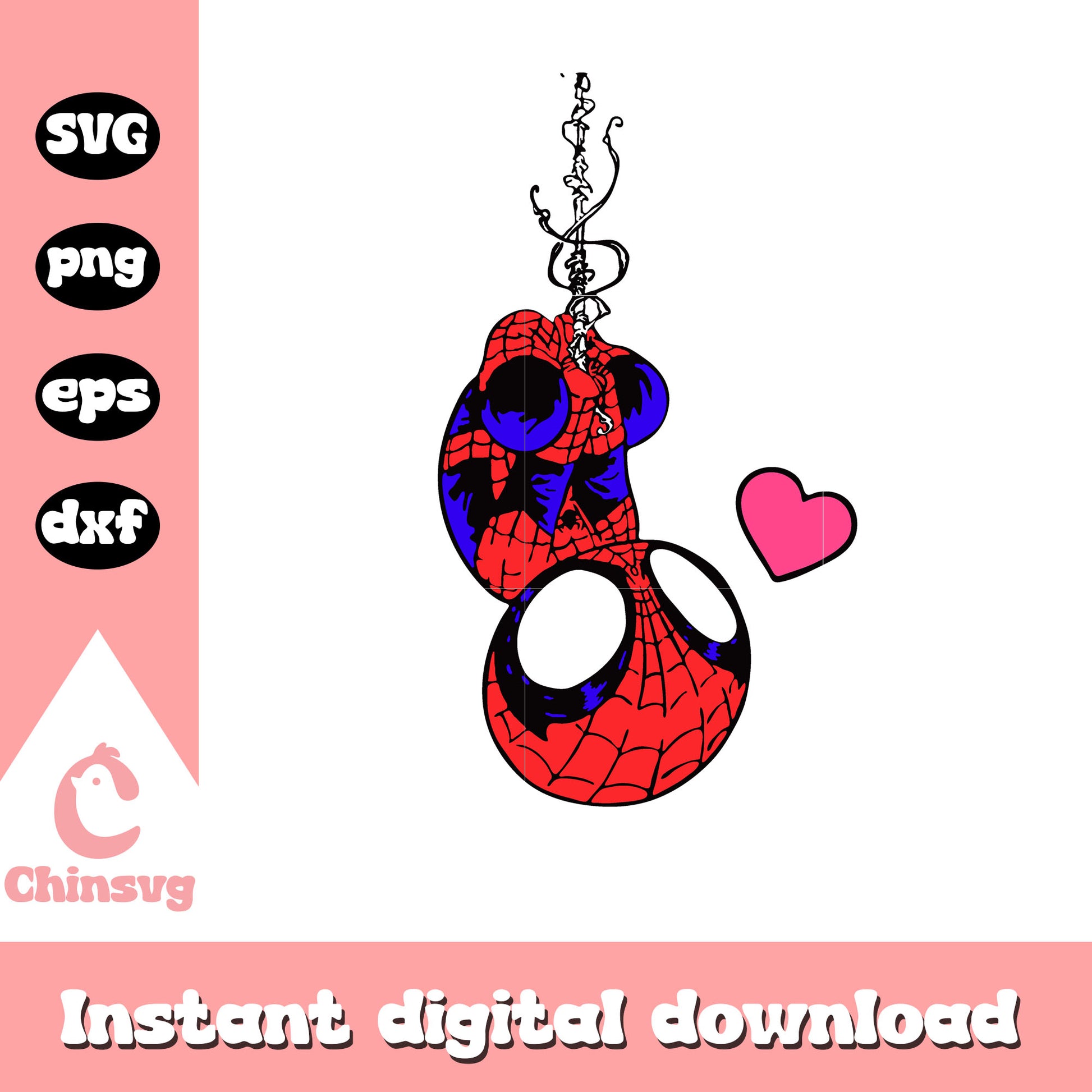 Chibi spiderman love svg, avengers svg, cute spiderman svg