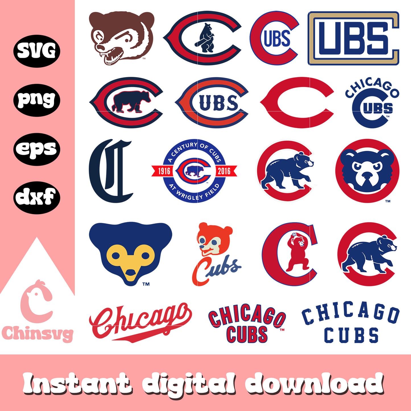 Chicago cubs logo design bundle svg, chicago cubs​ svg, baseball svg​