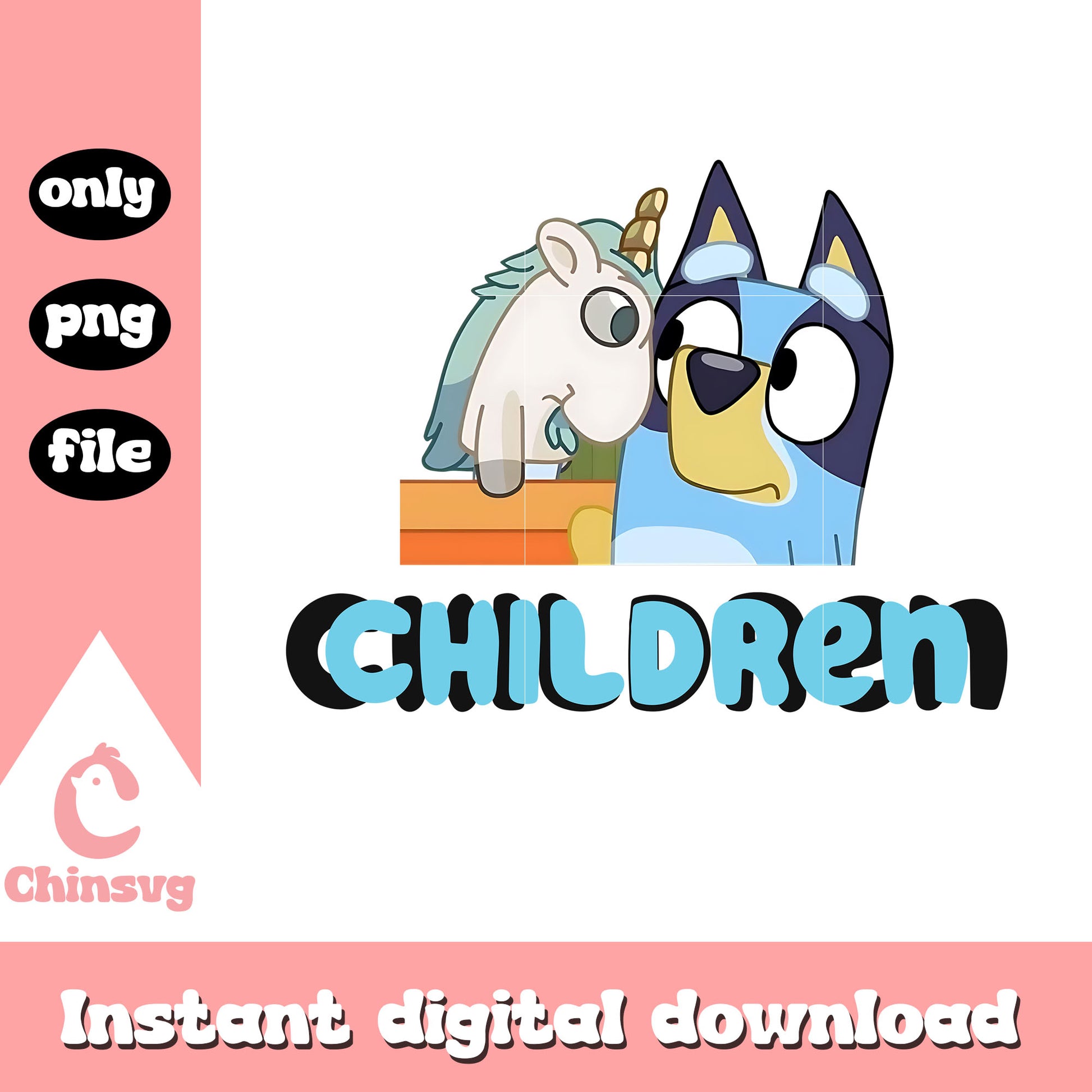 Children bluey and unicorn png, bluey unicorn png, funny png