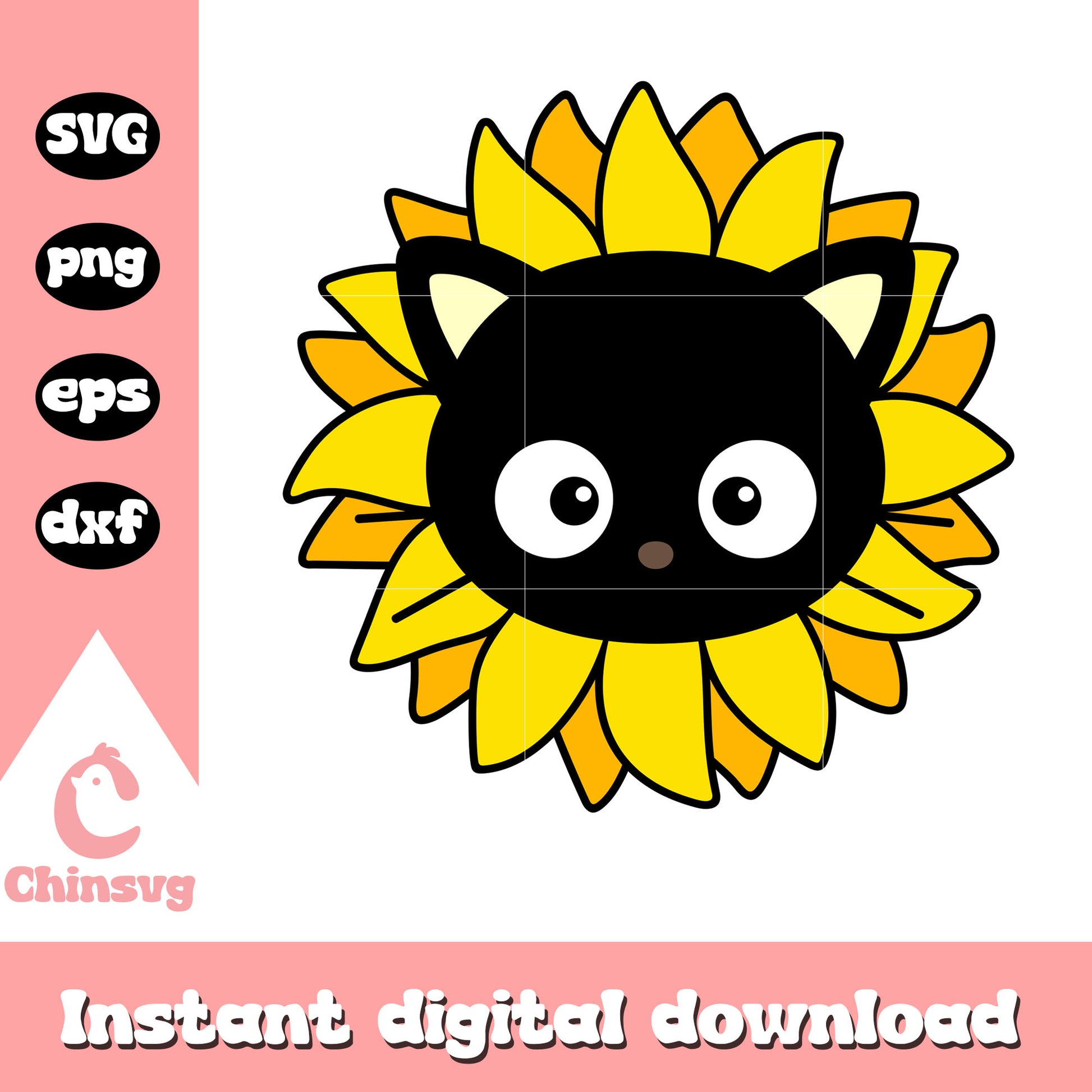 Chococat face sunflower svg, sanrio characters chococat​ svg