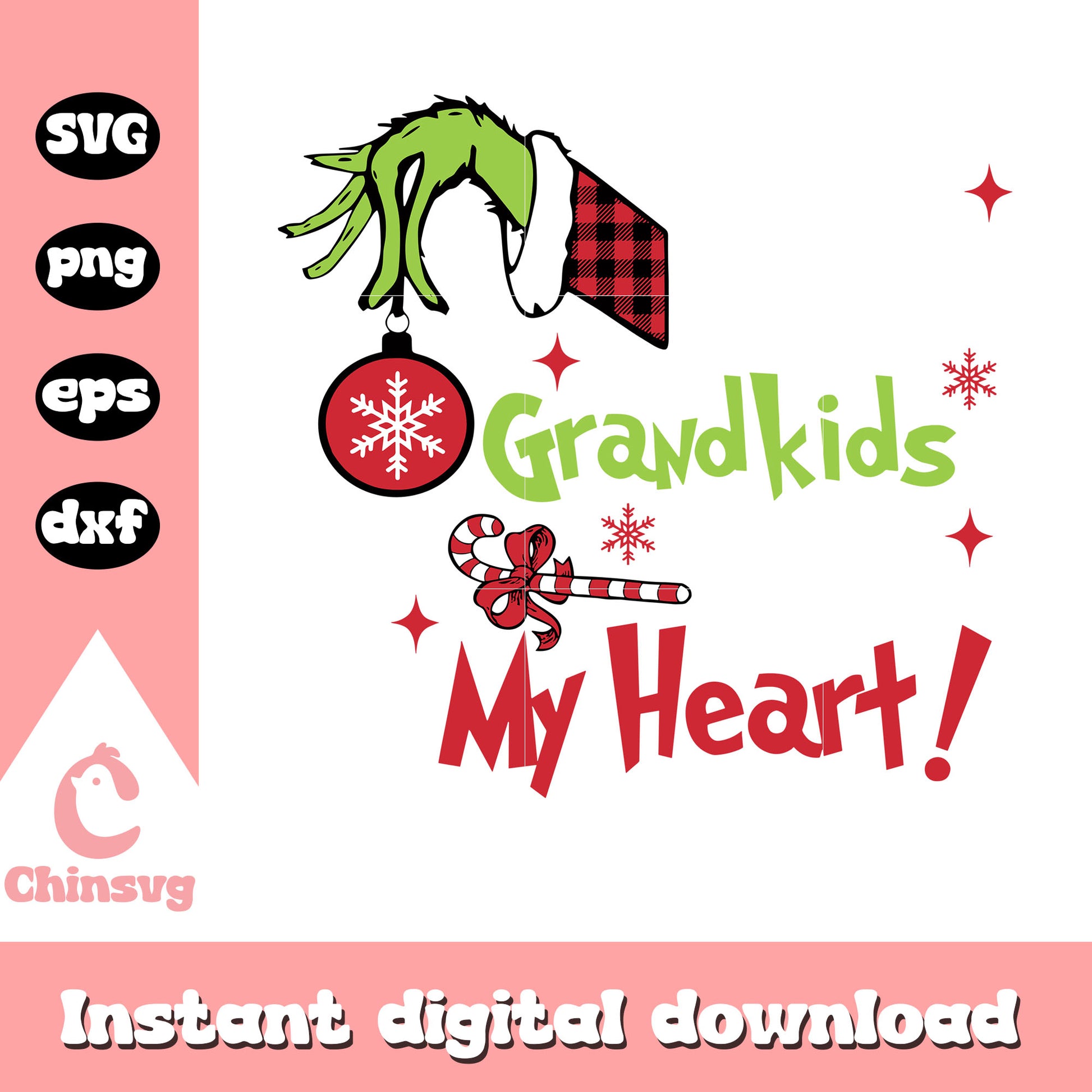 Christmas grandkids my heart svg, grinch svg, christmas svg