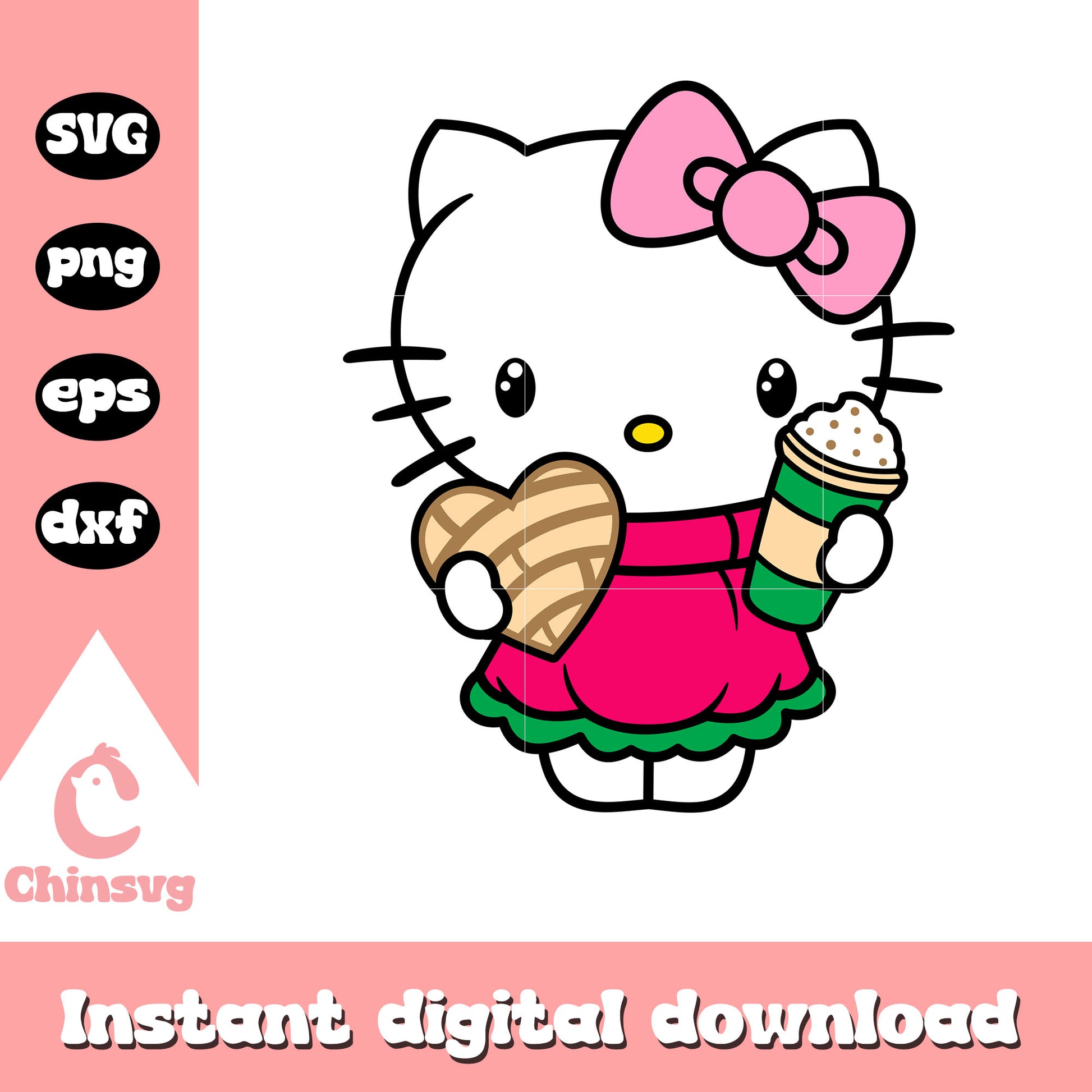 Christmas kitty concha design svg, hello kitty christmas svg