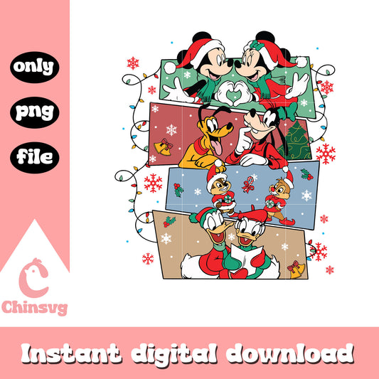 Christmas lights disney couple design png, mickey christmas png