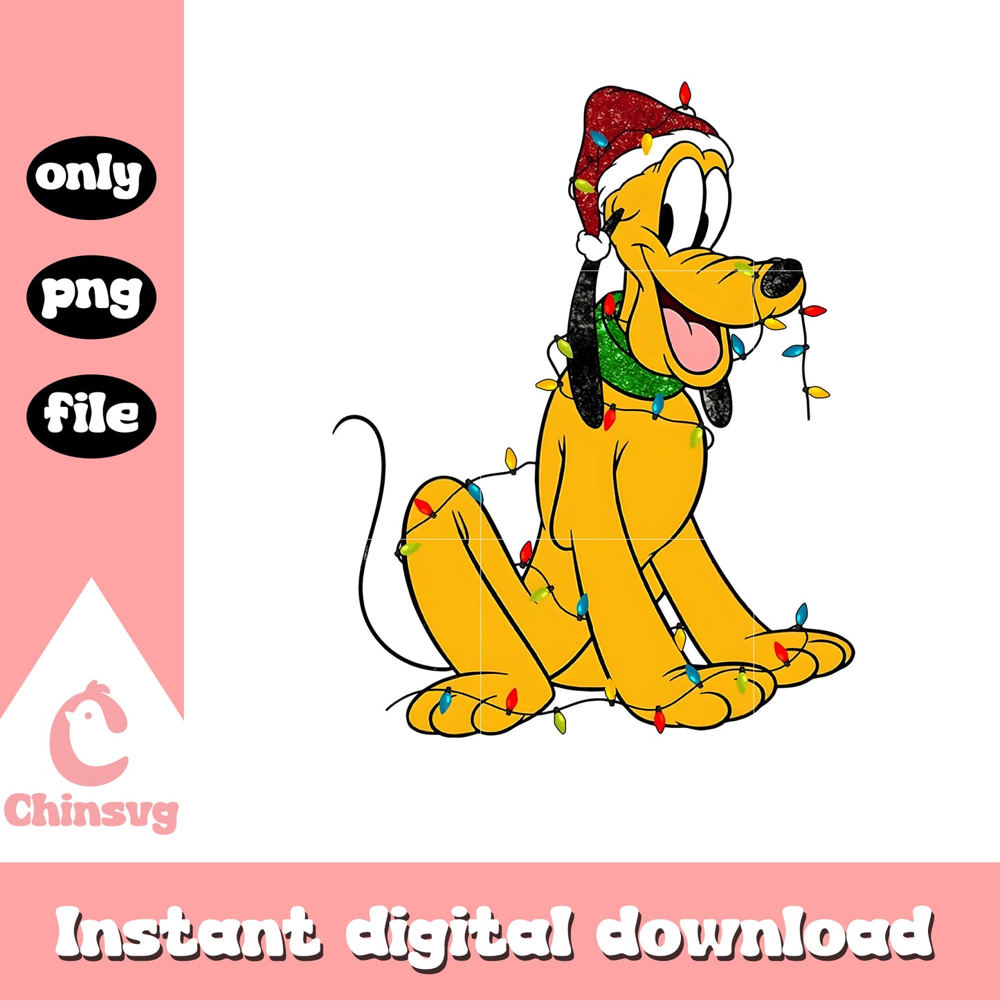 Christmas lights disney pluto design png, pluto christmas​ png