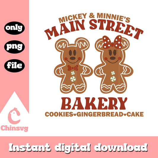 Christmas mickey and minnie main street bakery png, disney cookies png