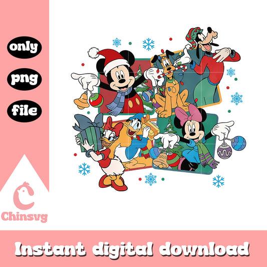 Christmas snow mickey and friends design png, disney christmas png