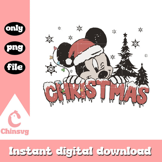 Christmas snow mickey mouse design png, mickey christmas png