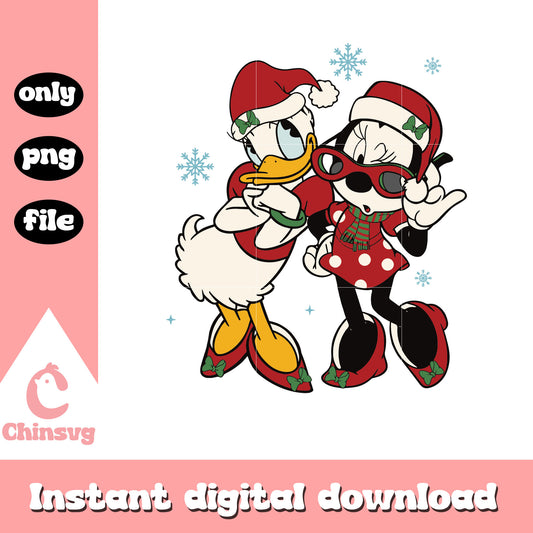 Christmas snow minnie and daisy png, minnie and daisy​ png