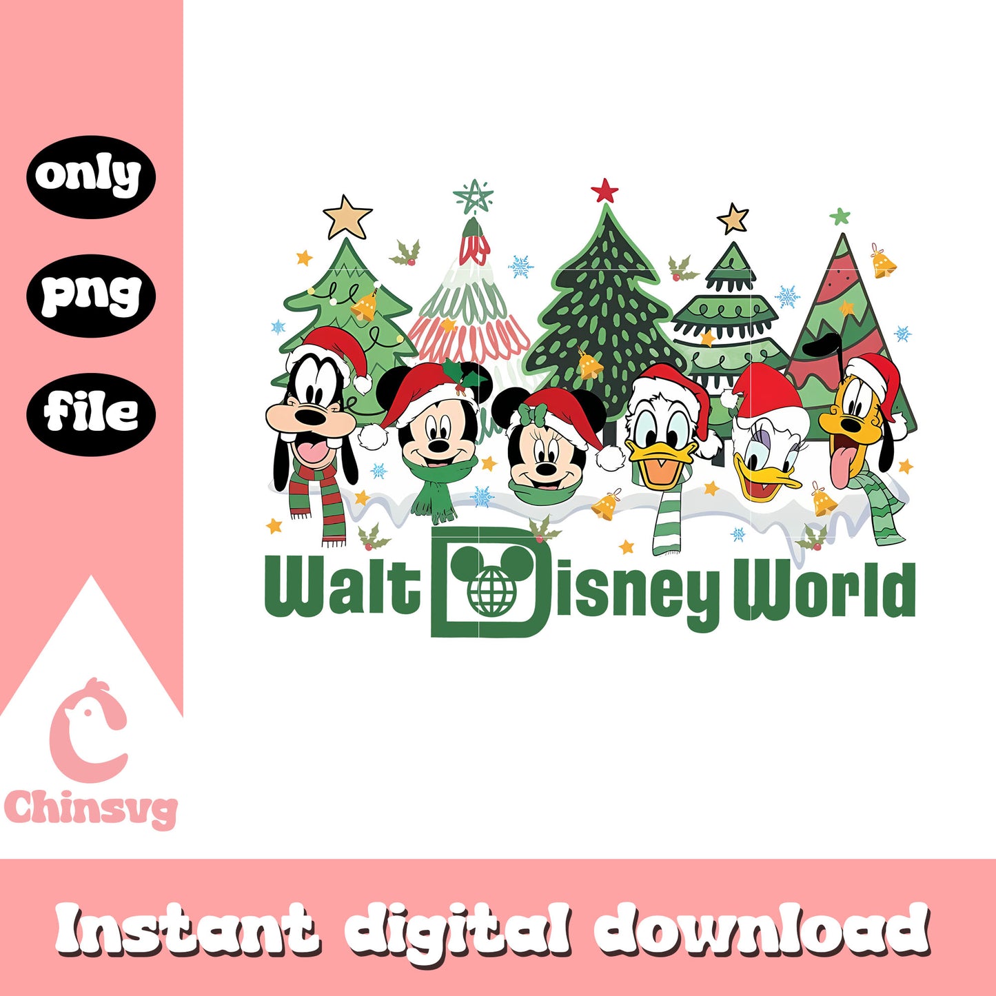 Christmas snow walt disney world png, christmas mickey and friends png