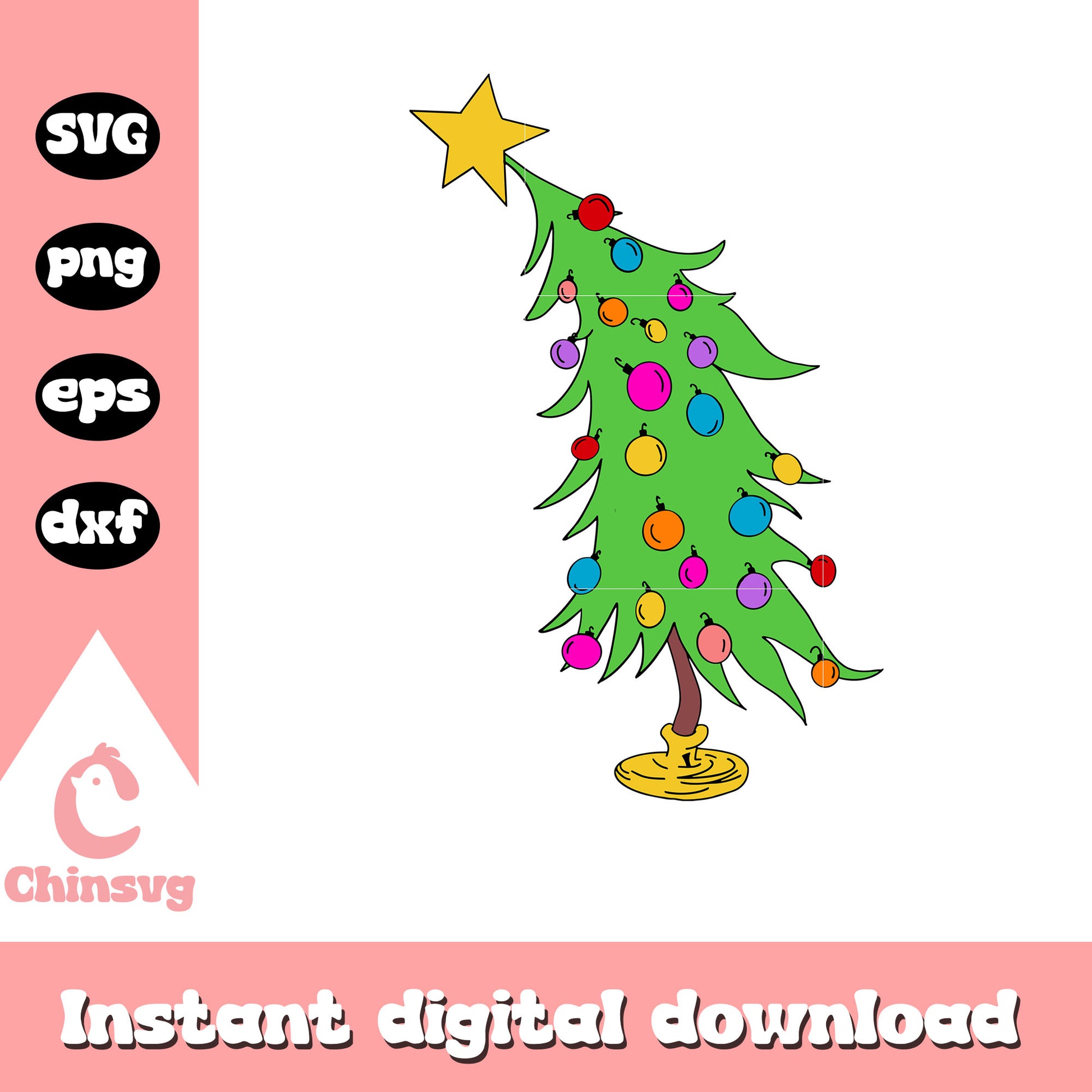 Christmas tree cartoon svg, christmas tree svg, cartoon svg