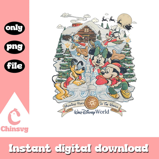 Christmas walt disney worl design png, mickey and friends christmas png