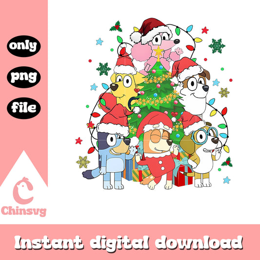 Chritmas tree bluey and friends png, bluey christmas tree png