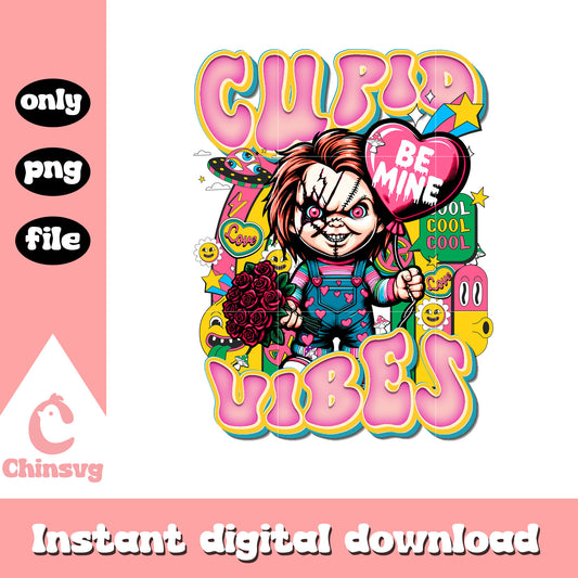 Chucky cupid vibes valentine design png, chucky valentines​ png