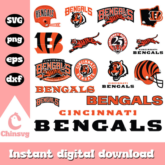 Cincinnati bengals logo bundle design svg, cincinnati bengals​ svg