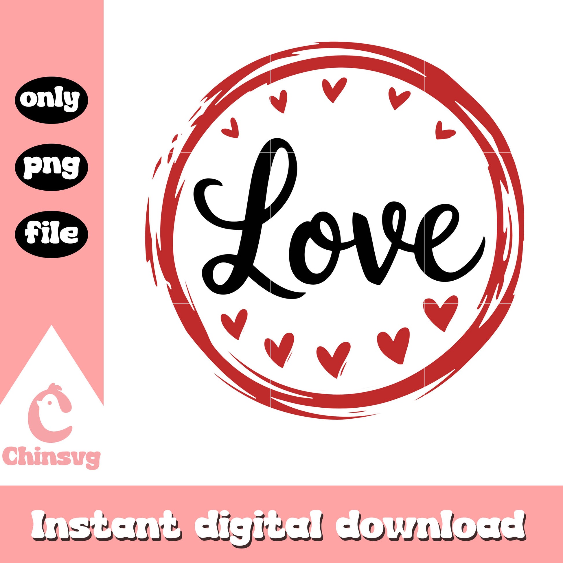 Circle heart love valentine png, love png, valentine png