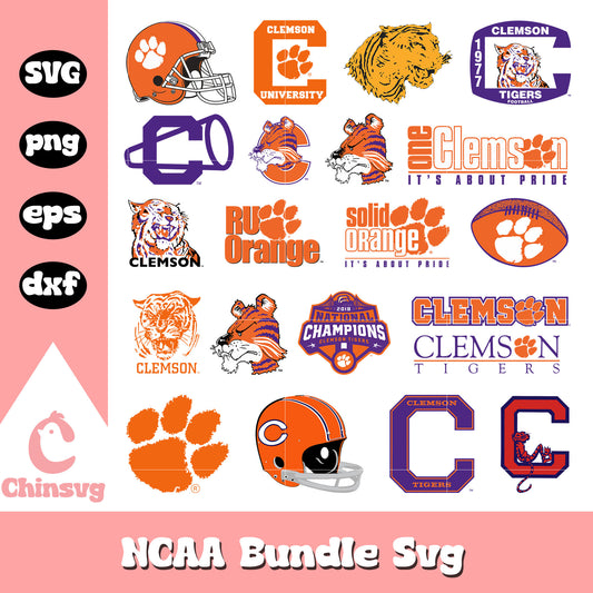 Clemson Tigers logo bundle design svg, ncaa team logo​ svg