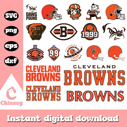 Cleveland browns logo bundle design svg, cleveland browns svg