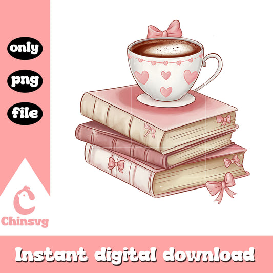 Coffee and book for valentine png, coffee png, valentine png