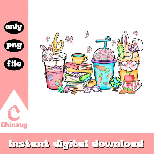 Coffee cup bunny design png, easter bunny png, coffee png