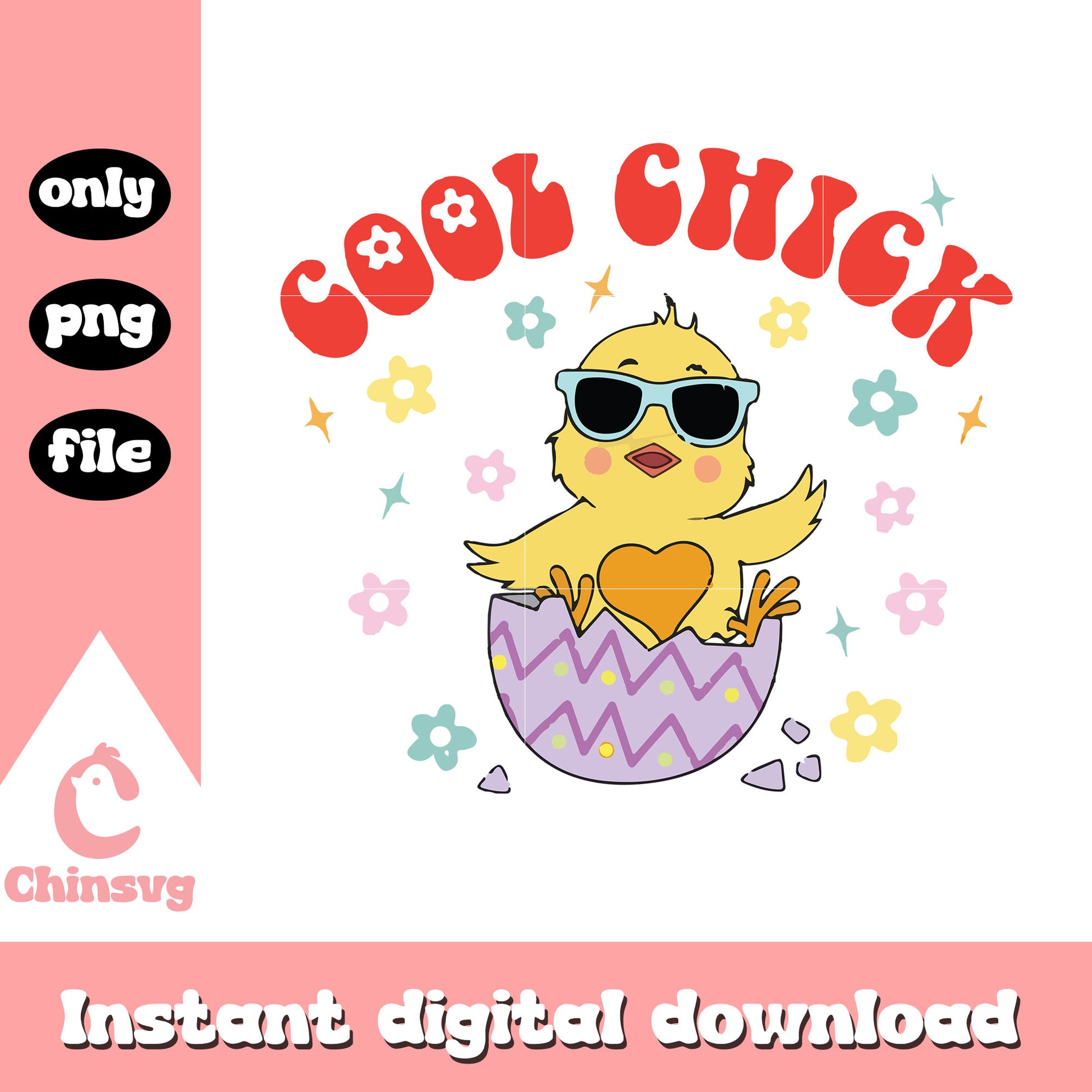 Cool chick easter design png, easter chicken​ png, easter png