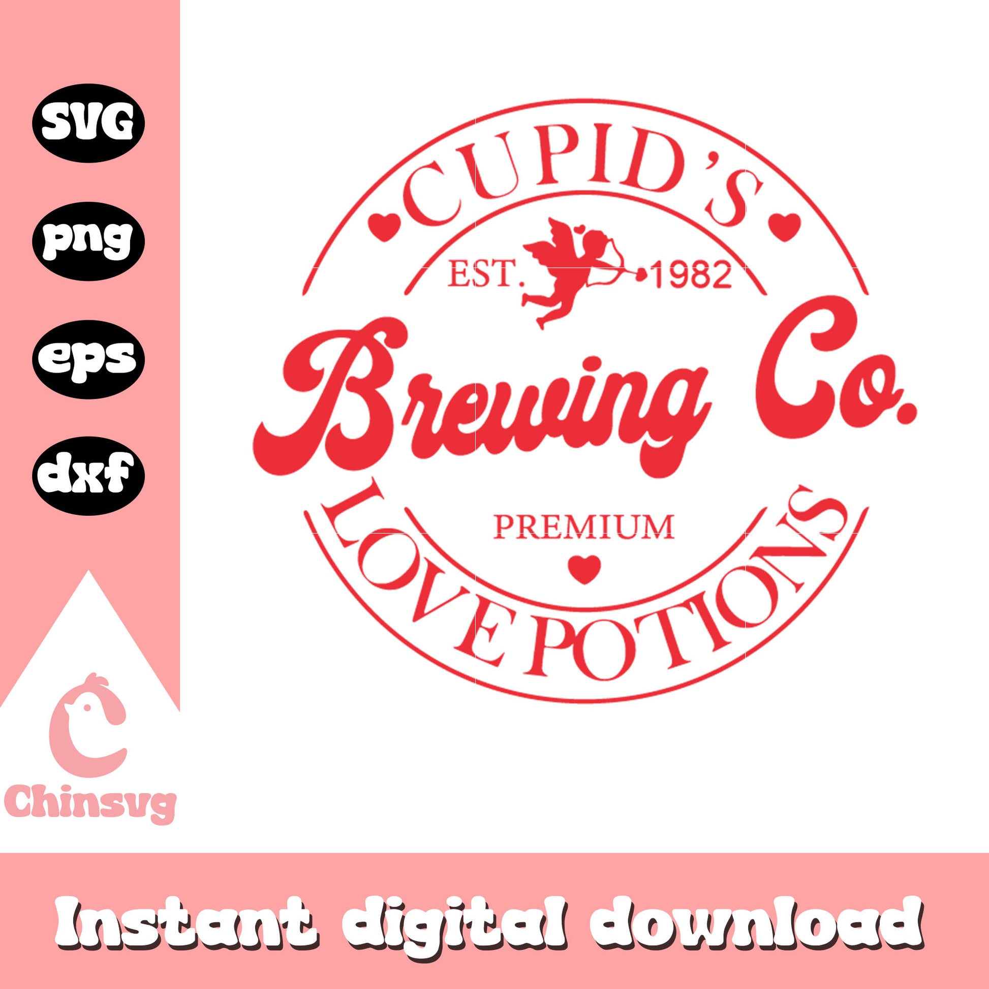 Cupid's brewing co love potions svg, cupid svg, valentine svg