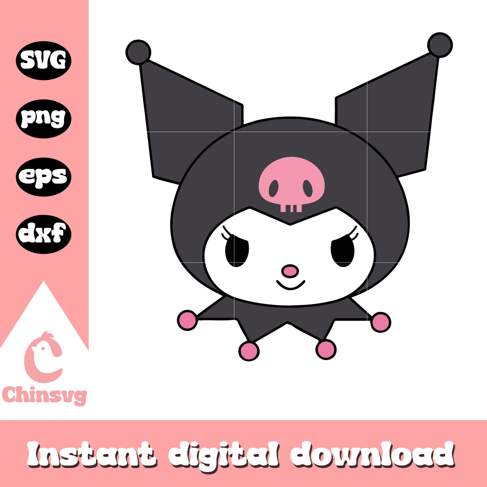 Cute Kuromi character face svg, kuromi svg, cartoon svg