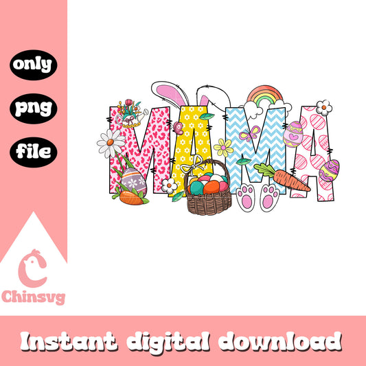 Cute bunny mama font design png, easter day png, font design png