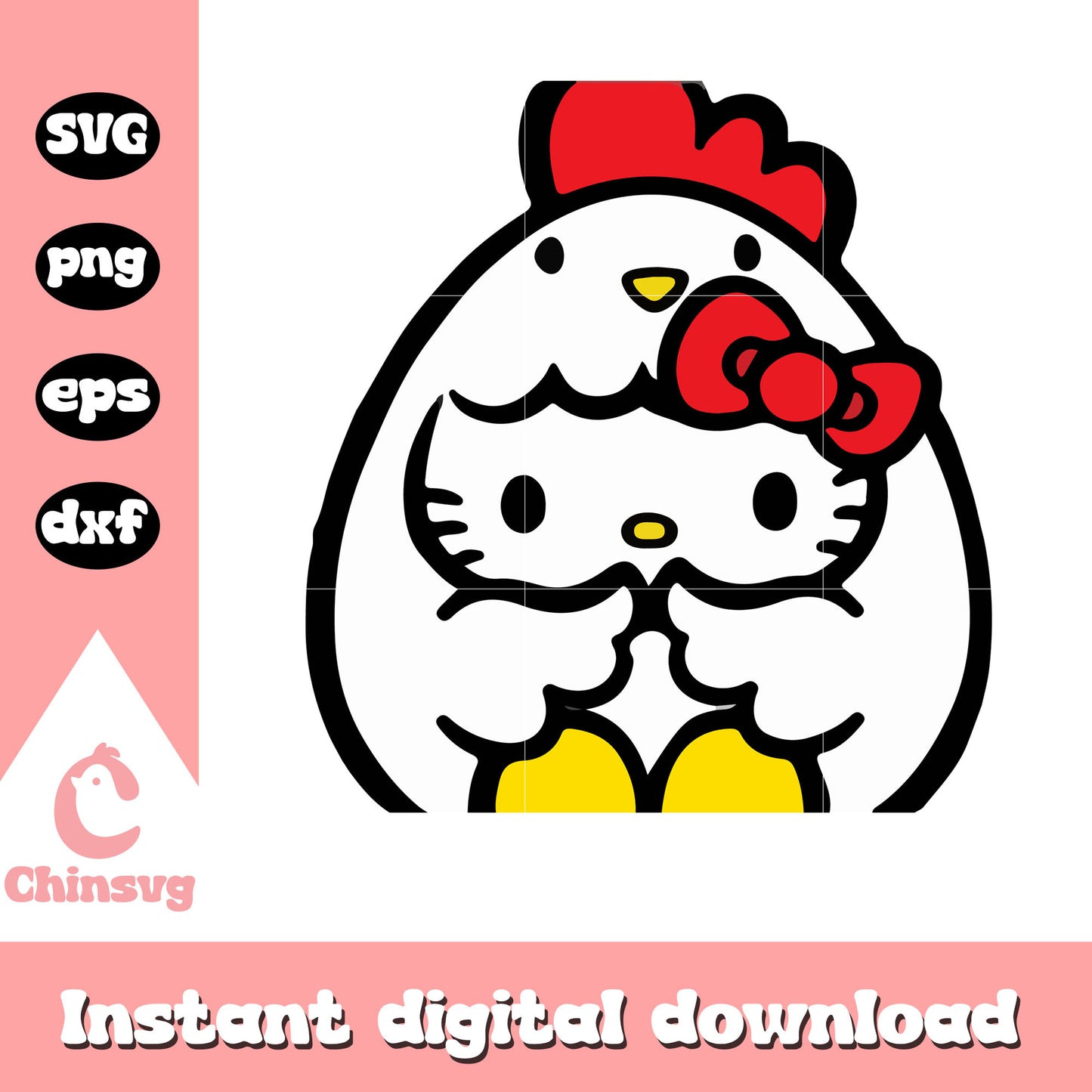 Cute chicken hello kitty design svg, sanrio hello kitty svg