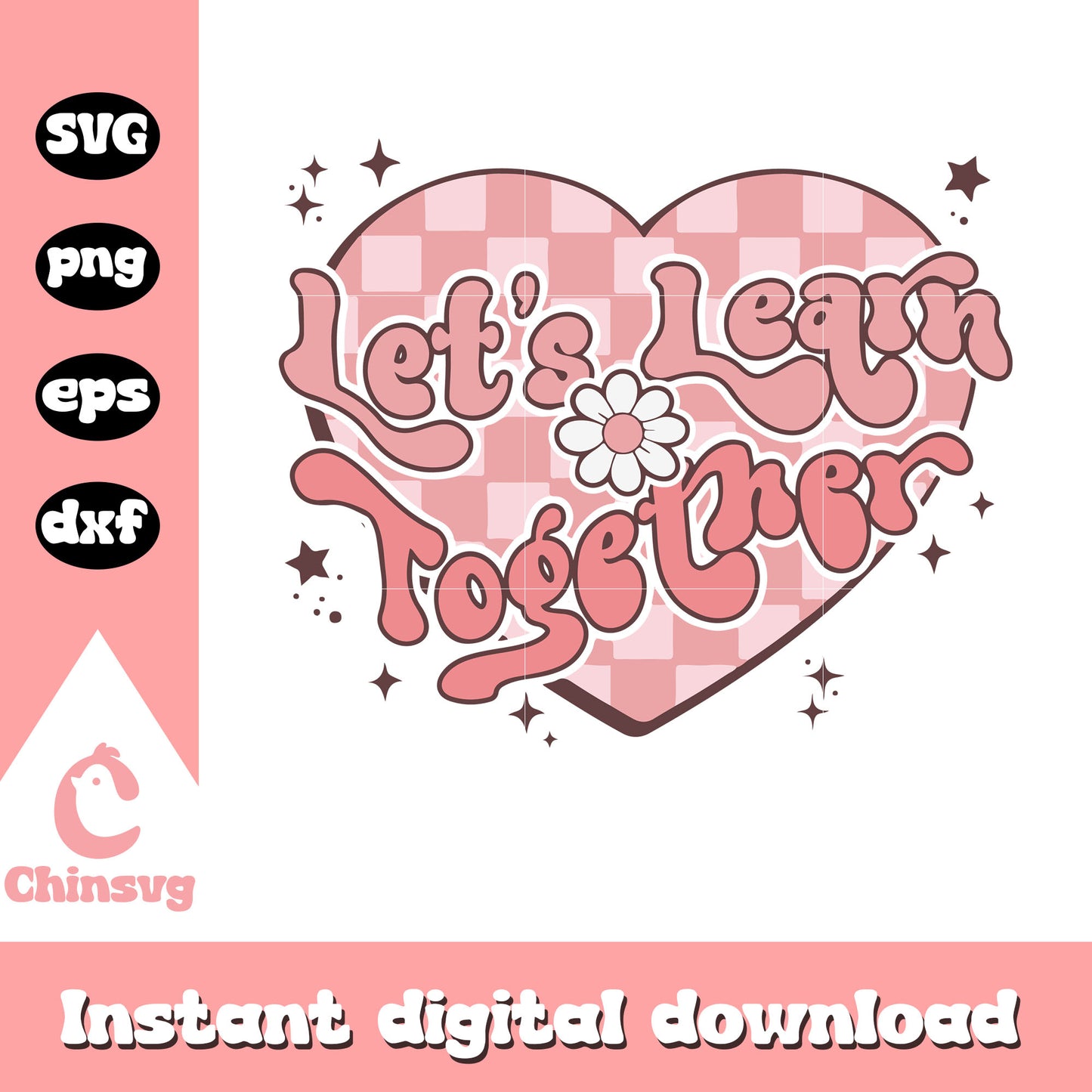 Cute heart let's lern together svg, heart svg, valentine svg