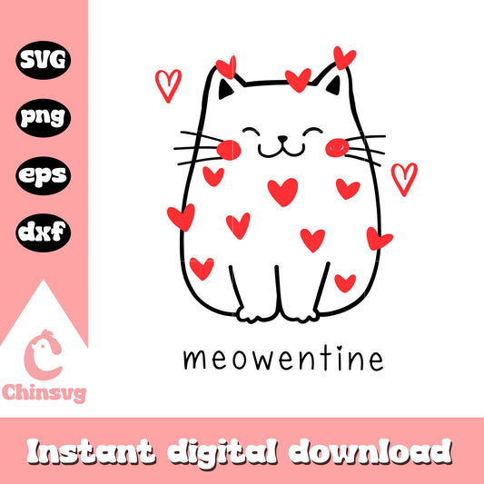 Cute meowentine heart shape svg, happy valentine's day svg