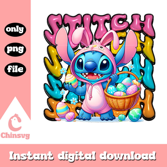 Cute stitch easter bunny png, easter day png, stitch character png