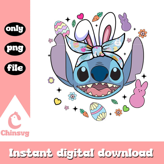 Cute stitch face bunny ears png, easter bunny png, stitch png