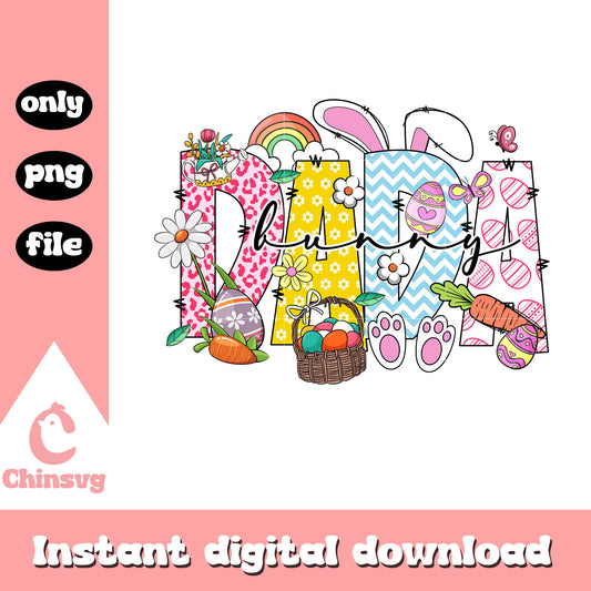 Dada bunny easter day png, easter eggs png, font design png