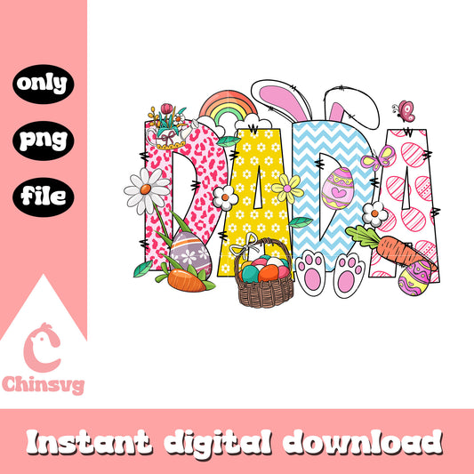 Dada bunny easter font design png, easter day png, font design png