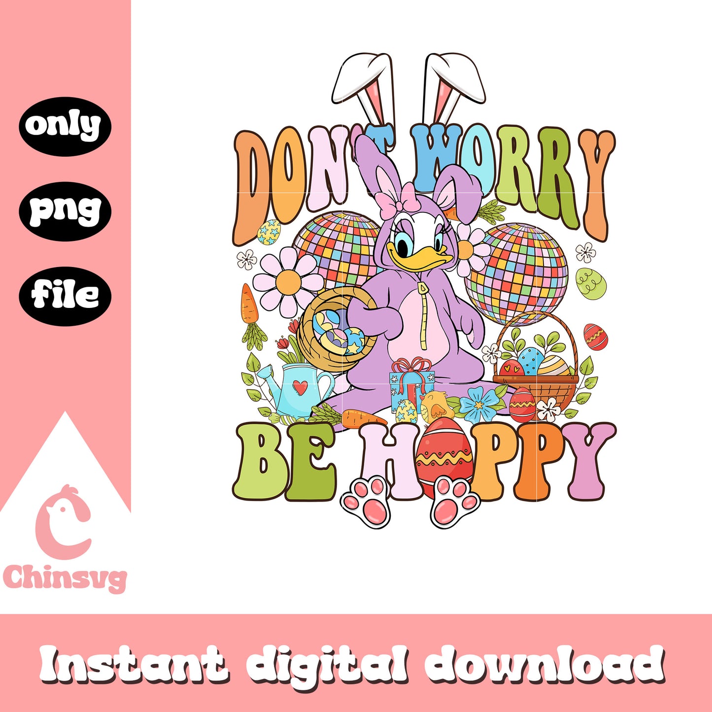 Daisy duck bunny don't worry be hoopy png, easter bunny png