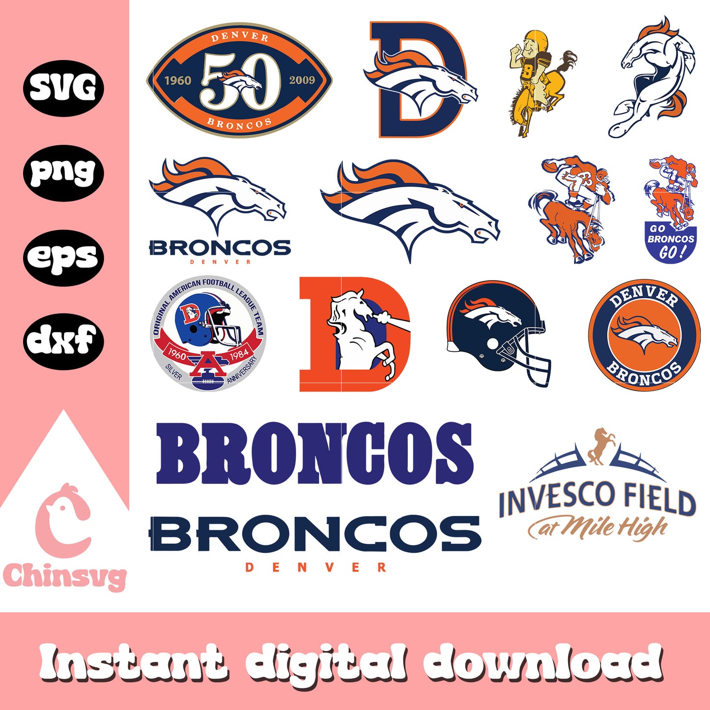 Denver broncos logo bundle design svg, denver broncos svg