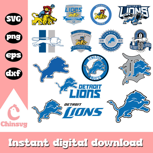 Detroit lions logo bundle design svg, detroit lions svg