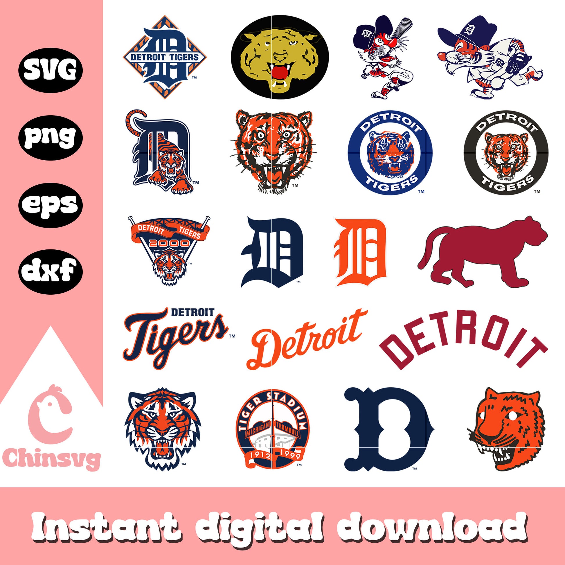 Detroit tigers logo design bundle svg, detroit tigers svg​