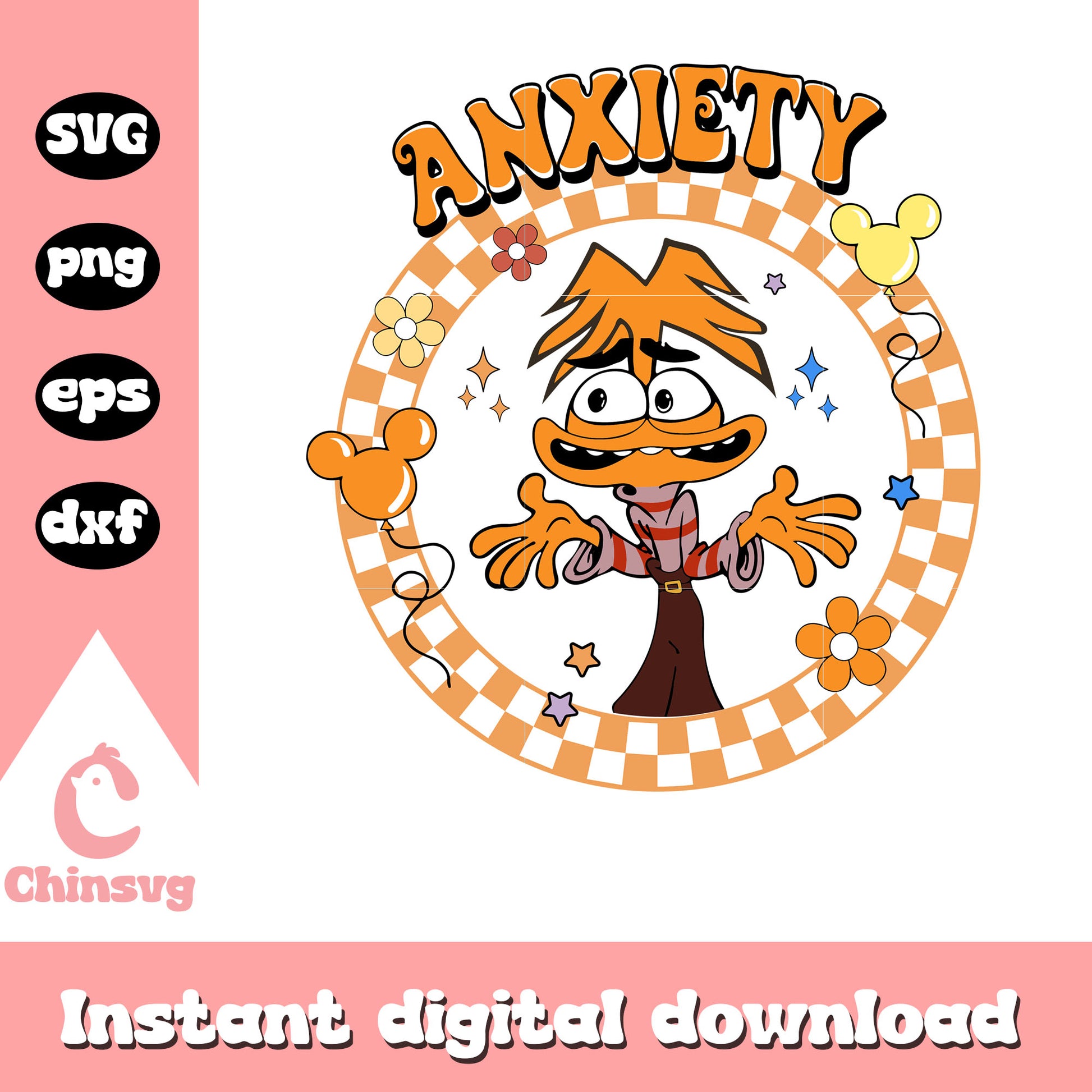 Disney anxiety logo design svg, anxiety inside out 2 svg