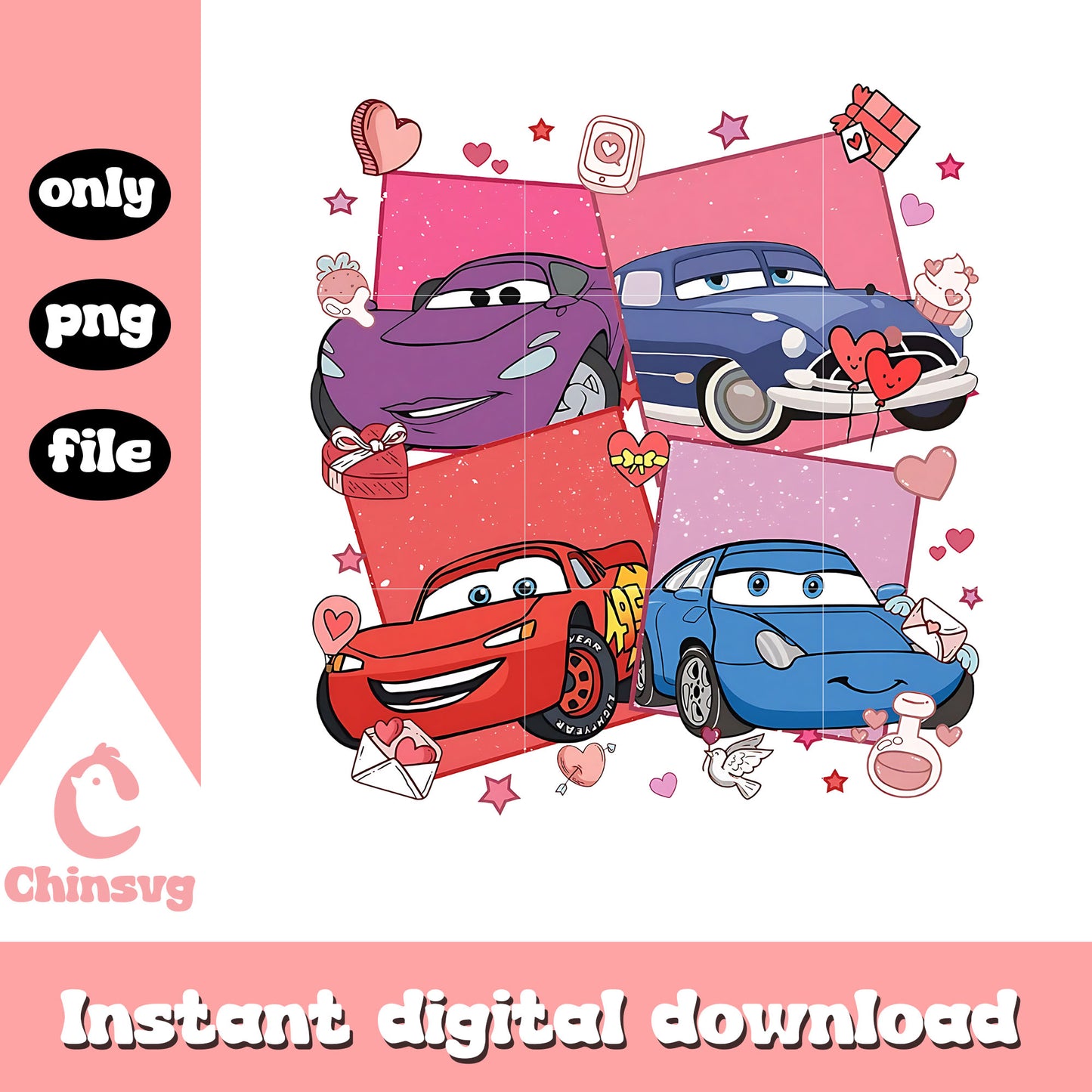 Disney cars characters valentine png, disney cars png, disney png